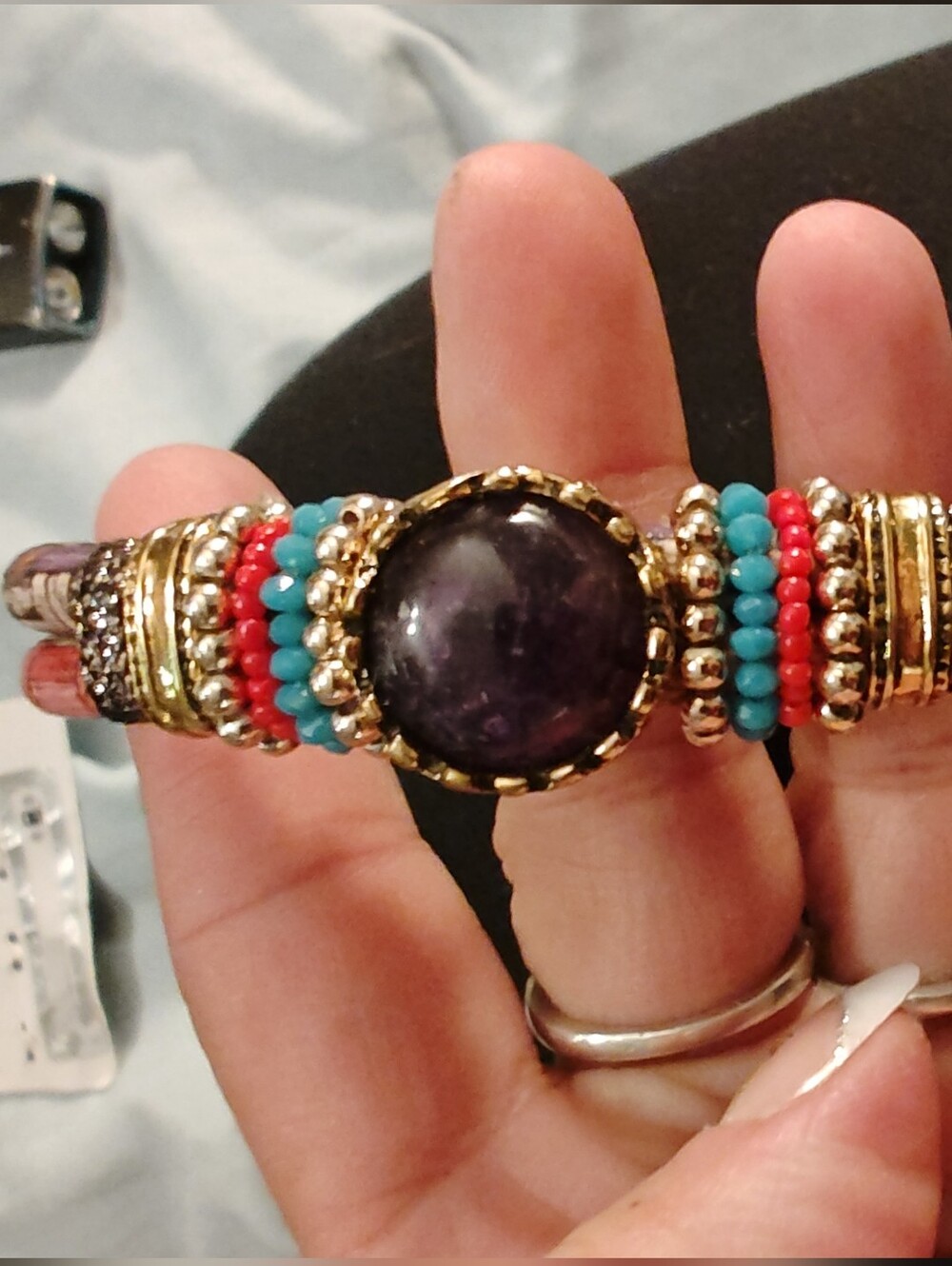 Laura Janelle HandmadMulticolor Beaded Bracelet W/Magnetic Closure